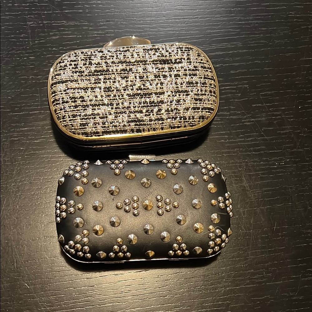 Express Stylish Black and Gold Clutch set of 2